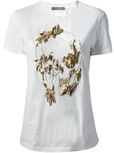 Camiseta de Algodón 100% Tejida Personalizada para Mujer, Servicio OEM, Jersey Sencillo Estampado para Adultos, Casual, con Lentejuelas, Ecológica, Bordada - Product Image 2