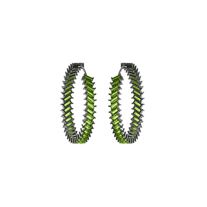 Trendy Design 925 <b>Sterling</b> <b>Silver</b> Baguette Peridot Gemstone <b>Hoop</b> <b>Earrings</b> Metarock Jewels - Product Image 1