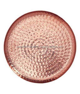 Plateau métallique rond martelé plaqué cuivre - Product Image 1