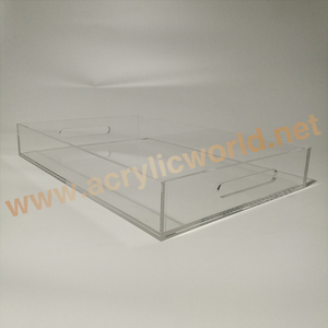 Bandejas acrílicas grandes cuadradas blancas y negras impresas personalizadas de fábrica Bandeja acrílica de 12x16 pulgadas con asa - Product Image 3