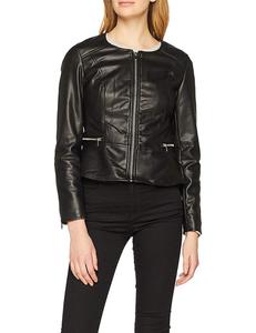 Veste en cuir noir véritable en peau de mouton personnalisée pour femmes fermeture éclair conception broderie rivet respirant-nouveau style produit fini - Product Image 5