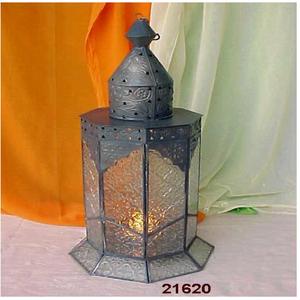 Arabian Style Hexagonal Antique <b>Metal</b> Tealight Lantern With Transparent Glass <b>Panels</b> Hanging Lantern Outdoor for Ramadan - Product Image 1