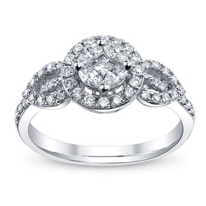 Bague de fiançailles ronde en diamant taillé brillant pour homme 0.50 ct, or blanc 14 carats, certifiée IGI, excellente coupe - Product Image 1
