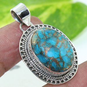 Colgante de Piedra Preciosa Turquesa Azul Clásica, Joyería de Plata de Ley 925 - Product Image 2