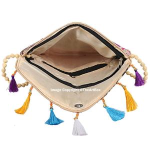 Sac à bandoulière en coton 100% fait à la main, style bohème indien Banjara, multicolores, brodé, sac à main - Product Image 4