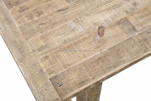 Table à manger six places au design antique Style campagnard rustique bois de chêne massif récupéré meubles de maison pliés utilisation de la salle à manger - Product Image 2