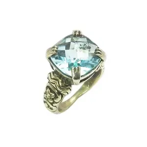 แหวนพลอยบุษราคัมสีฟ้าเงินสเตอร์ลิงสำหรับ925ขายส่งเครื่องประดับชั้นดีแหวนพลอยบุษราคัมสีฟ้าเงินสเตอร์ลิง925 - Product Image 1