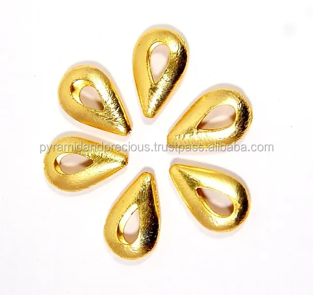 Queda Em Forma de Banhado A Ouro Escovado Bead - 15x20mm Tamanho Do Grânulo Do Ouro-Ouro Bead Para Fazer Jóias