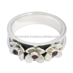 Recién llegado, hermoso anillo de piedras preciosas de granate natural para mujer, joyería de boda, proveedor de anillos Eternity Vermeil - Product Image 3