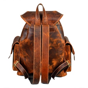 Mochila para hombre de material PC vintage con forro de cuero genuino para uso diario y exterior con forro de poliéster - Product Image 3