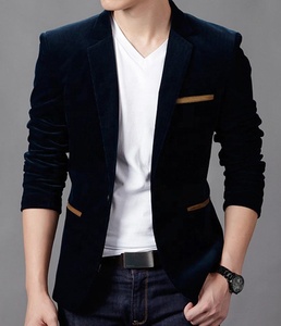 Kadife rahat erkek bir düğme kadife takım elbise Blazer - Product Image 4