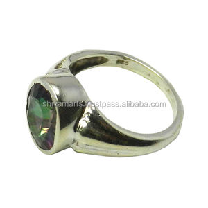 Venta caliente 925 Plata esterlina Cuarzo místico Piedra preciosa Eternidad Vermeil Anillo Indio Hecho a mano Proveedor de joyería de plata - Product Image 2