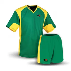 Customized Logo Quick Dry Yellow Color Soccer uniform Set/ Football Sport Wears Soccer Uniforms