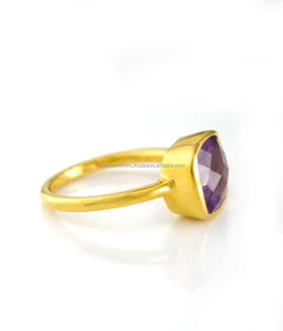 อเมทิสควอตซ์อัญมณีแหวน925เงินสเตอร์ลิงที่สวยงาม Handmade ทองชุบแฟชั่นเครื่องประดับ - Product Image 2