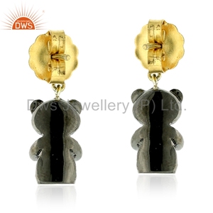 Ours en peluche, boucles d'oreille en argent 925, pour filles, nouveauté, bijou fait à la main, pavé de diamant, cadeau - Product Image 2