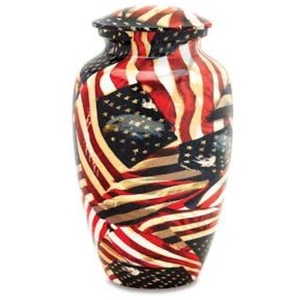 Urna de Metal conmemorativa de estilo americano/europeo para adultos, patrón abstracto, bandera americana, cenizas funerarias humanas, almacenamiento de cremación para adultos - Product Image 2