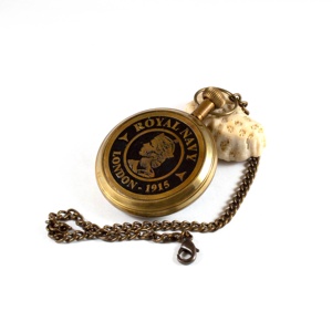 นาฬิกาพกสไตล์โบราณโบราณวิคตอเรียทะเลลอนดอนทำจากทองเหลือง2 "ของตกแต่งโต๊ะทำจากวัสดุโลหะโซ่หนัง - Product Image 4