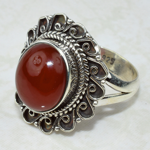 Anillos de plata de ley 925 con forma ovalada de cornalina, fabricante de la India, exportación y venta al por mayor - Product Image 2