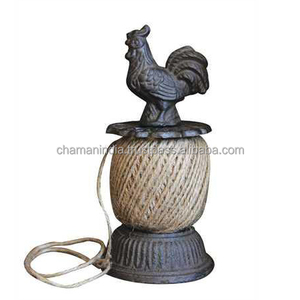 Porta Hilo de Hierro Fundido y Yute con Tijeras y Pájaro - Product Image 1