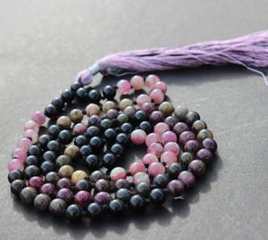Collier Mala noué en perles lisses de tourmaline naturelle 108 de 6 mm, style bohème, pierre de cristal de guérison certifiée par un tiers, cadeau - Product Image 6