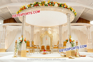 Mandap de Madera para Bodas Reales, Mandap Tradicional de Madera Tallada con Pilares de Pavo Real, Nuevo Diseño de Mandap de Madera para Bodas en Canadá - Product Image 5