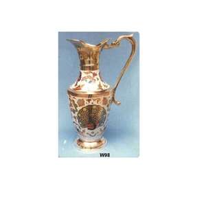 Carafe en laiton avec poulet peint, 1 pièce, décoration de la maison, Vases en laiton métalliques traditionnels indiens - Product Image 2
