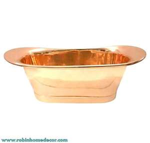 Bañera independiente de base recta con acabado de cobre completo de lujo con escurridor para decoración de baño o cocina - Product Image 1