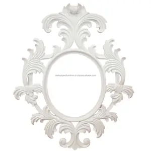 Белая деревянная декоративная зеркальная мебель