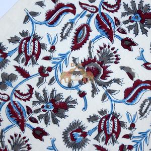 Tela de Algodón Suave con Estampado Floral, Tela con Estampado de Bloques Indio, Tela para Ropa con Estampado de Bloques - Product Image 6