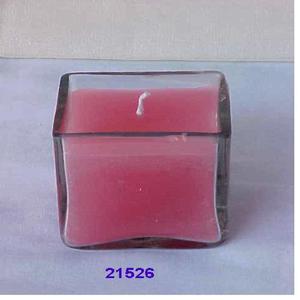 Bougeoir en cire de verre rose shot de forme carrée - Product Image 2