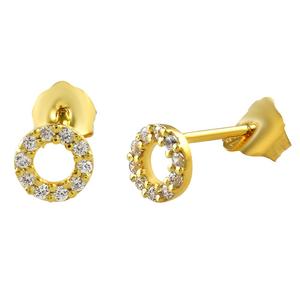 ต่างหูเม็ดเดี่ยวชุบทองสำหรับผู้หญิงต่างหูแฟชั่น S925เงินสเตอร์ลิงทันสมัย - Product Image 1