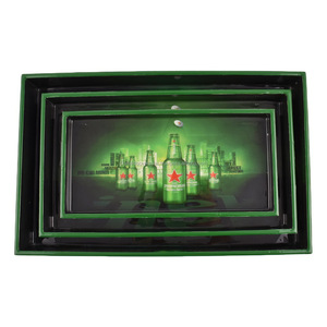 <b>Set</b> of 3 High Quality Handmade Wooden Acrylic <b>Serving</b> Tray Digital Printed Meena Finish Disposable <b>Dish</b> and Plate Tray - Product Image 2