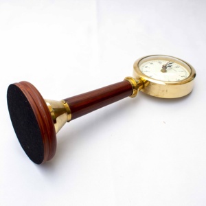 Antique Européen Verre Laiton Décor Nautique Cadeau Pilier En Bois Métal Bureau Table Horloge Analogique Boule Bureau Maison Ondesk Montre - Product Image 3