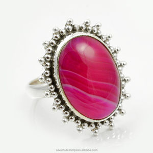 Venta al por mayor de Plata de Ley 925 de moda de corte ovalado bisel Ajuste de ágata de Botswana piedras preciosas naturales anillo hecho a mano joyería regalo para ella - Product Image 1