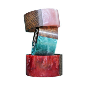 สีเหลืองและสีฟ้าเรซิ่นกำไลข้อมือสร้อยข้อมือเครื่องประดับที่ทำด้วยมือ - Product Image 5