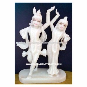Statue Krishna de marbre blanc, station de danse à la mode, - Product Image 1