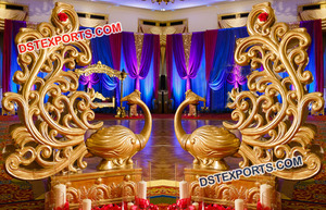 Statues de paon d'entrée de mariage rajasthani Statues de passerelle de mariage Conception étonnante Piliers de paon d'entrée - Product Image 5