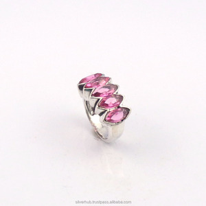 ล่าสุด925เงินสเตอร์ลิงซ้อนทับเครื่องประดับสีชมพูควอตซ์ทำด้วยมือแหวน - Product Image 1