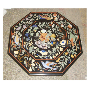 Mesa de Comedor de Mármol Italiano con Superficie Pulida Antigua con Incrustaciones, Muebles de Comedor - Product Image 1