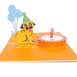 3D Happy <b>Birthday</b> Puppy with <b>Cake</b> and Balloons <b>Pop</b> Up Greeting Card handicraft - Product Image 1
