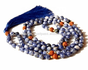 Venta caliente de los hombres naturales 108 Bead Rudraksha Sodalite Mala Meditación Yoga Collar con borla Regalo para hindú - Product Image 2
