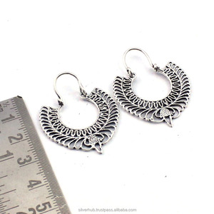 Pendientes Largos Redondos Grandes Hechos a Mano con Diseño Nuevo, Plata de Ley 925, Joyería Fina para Mujer - Product Image 2