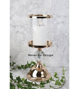 Style Vintage or ouragans bougeoirs métal piédestal verre Floral pièce maîtresse Base pour mariage et fêtes décor - Product Image 1