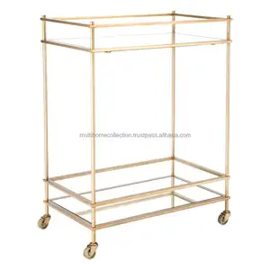 Suministros para Bar Nuevo elegante carrito de Bar Carrito para servir Restaurantes Hotel Utiliza Metal Rectángulo Espejo Carrito de barra dorada - Product Image 1