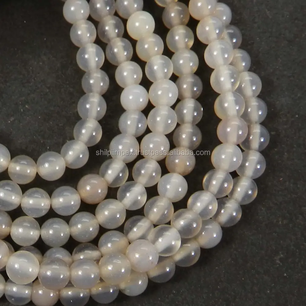 Grey moonstone 4.5mm round smooth strand beads for making bracelet SI1078