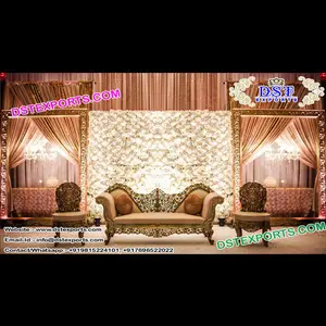 Bollywood Stijl Wedding Achtergrond Panelen Stage Laatste Wedding Stage Bloem Muur Elegante Receptie Huwelijk Back Stage Decor