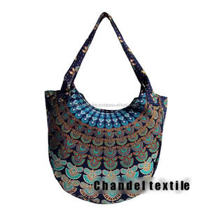 Boho ฮิปปี้ผ้าฝ้าย100อินเดียกระเป๋าถือพิมพ์ลายแมนดาลากระเป๋าสะพายไหล่มีซิปกระเป๋าช้อปปิ้งฤดูร้อนของเด็กผู้หญิง - Product Image 3