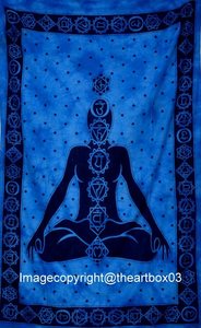 Handmade 100% Cotton Seven Chakra Meditation Buddha Tapestry <b>Printed</b> <b>Wall</b> Hanging Mandala Art - Product Image 2