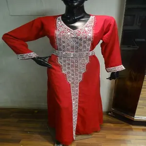 刺绣串珠长阿拉伯卡夫坦Jalabiya Farasha花式批发卡夫坦Abaya连衣裙
