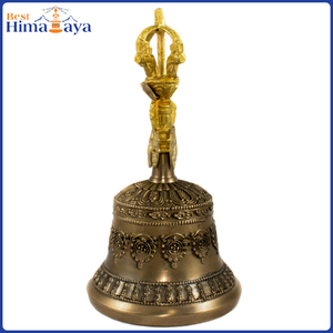 ชุดระฆังวัตถุสไตล์ธิเบตทำจากทองสัมฤทธิ์พร้อมการแกะสลักเพื่อใช้ในศาสนา - Product Image 3